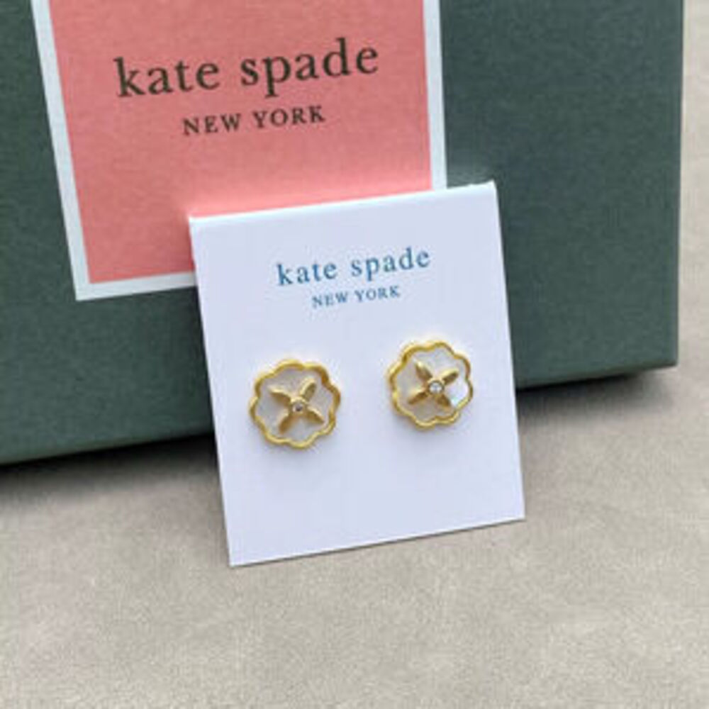 kate spade Natural Shell Inlaid Flower Metal Ear Studs
